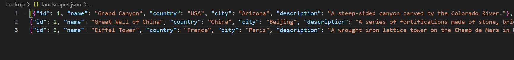 json data stored